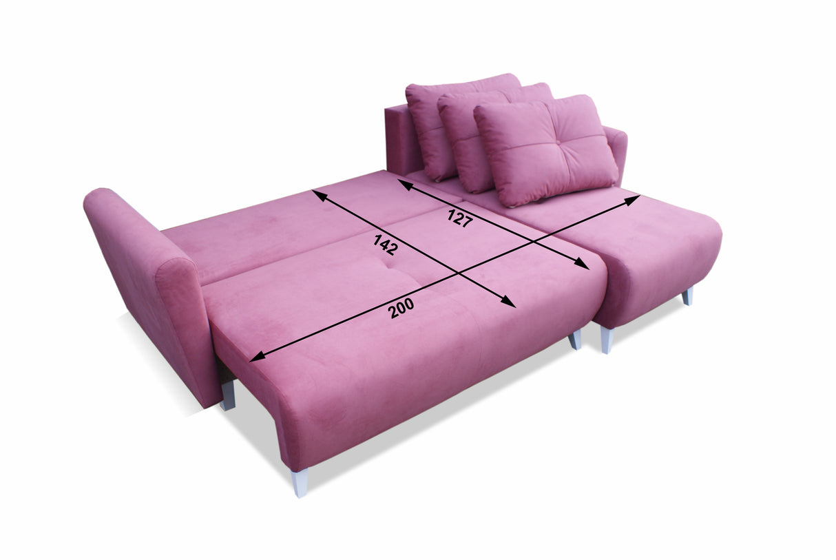 CORNER SOFA BED MONE UNIVERSAL 228cm EASY CLEAN FABRIC CHOICE OF COLOR / BONELL SPRINGS + FOAMTHIS MODEL IS UNIVERSAL WHICH MEANS YOU CAN CHOOSE CORNER SIDE DURING ASSEMBLYSpecification:- EASY CLEAN FABRIC (JASMINE AND KRONOS)- free-standing furniture uph