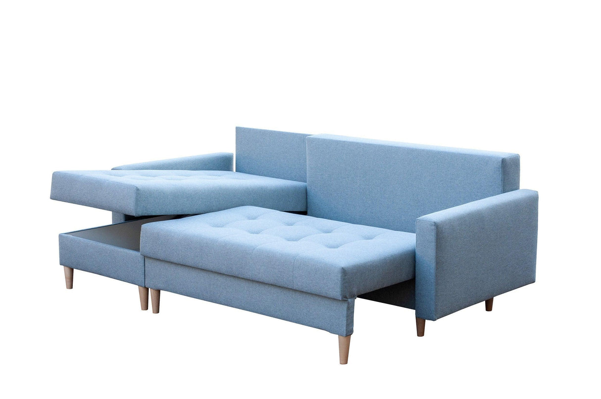 CORNER SOFA BED BRIAN 2X STORAGE SPACE MALMO 28 222x140cm universal RIGHT/LEFT CORNER / BONELL SPINGS + FOAMTHIS MODEL IS UNIVERSAL WHICH MEANS YOU CAN CHOOSE CORNER SIDE DURING ASSEMBLYMADE IN MALMO FABRIC CLICK HERE3x PILLOWS INCLUDED2X STORAGE SPACEWOO