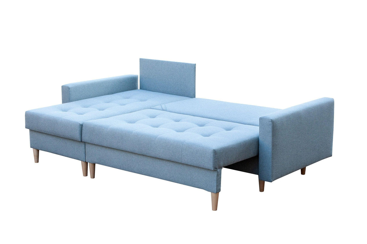 CORNER SOFA BED BRIAN 2X STORAGE SPACE MALMO 41 222x140cm universal RIGHT/LEFT CORNER / BONELL SPINGS + FOAMTHIS MODEL IS UNIVERSAL WHICH MEANS YOU CAN CHOOSE CORNER SIDE DURING ASSEMBLYMADE IN MALMO FABRIC CLICK HERE3x PILLOWS INCLUDED2X STORAGE SPACEWOO