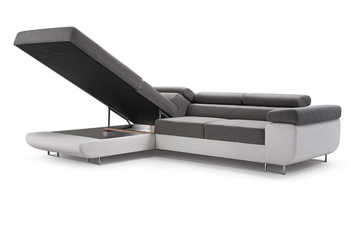 ASH II 273CM TRINITY 14 SOFT 11 / SPRINGS + FOAMWavy springs + foam Large sleeping areaMADE IN WATER RESISTANT TRINITY FABRIC CLICK HERE + FAUX LEATHER CLICK HERE Dimensions W: 273cm D:203cm H: 90cm Sleeping area: 195x123cmAnna Furniture