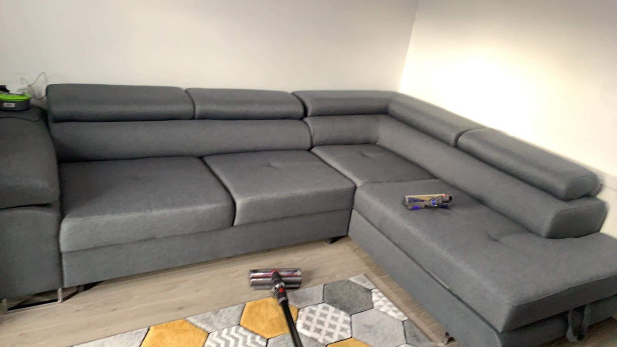 CORNER SOFA BED ASH 275CM MALMO 95 / SPRINGS + FOAMMade in Malmo fabric click hereProduct dimensions:- width: 275 cm- depth: 203 cm- seat depth: 56 cm- seat height: 43 cm- corner height: 90 cm- sleeping area: 125x195 cmThe corner is made of high quality m