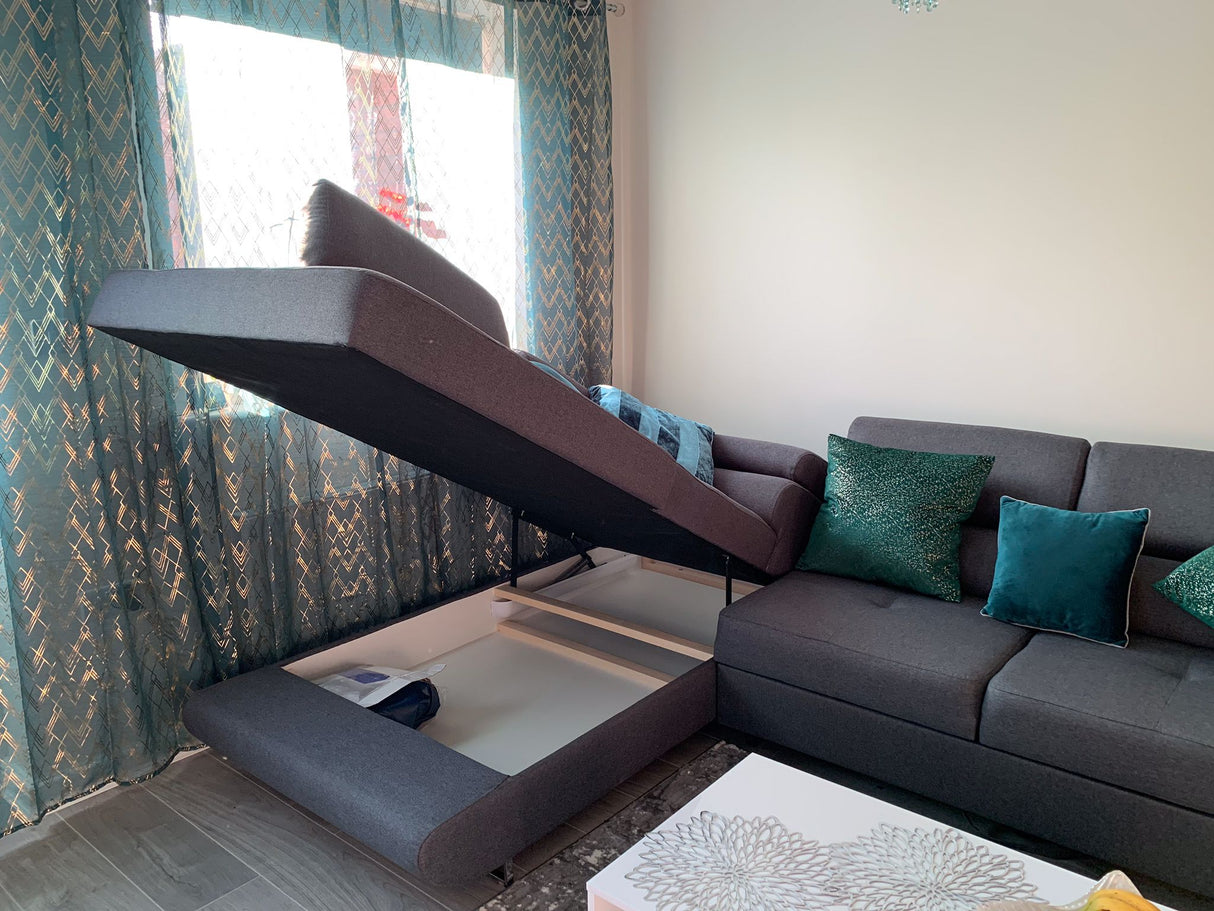 CORNER SOFA BED ASH 275CM MALMO 95 / SPRINGS + FOAMMade in Malmo fabric click hereProduct dimensions:- width: 275 cm- depth: 203 cm- seat depth: 56 cm- seat height: 43 cm- corner height: 90 cm- sleeping area: 125x195 cmThe corner is made of high quality m