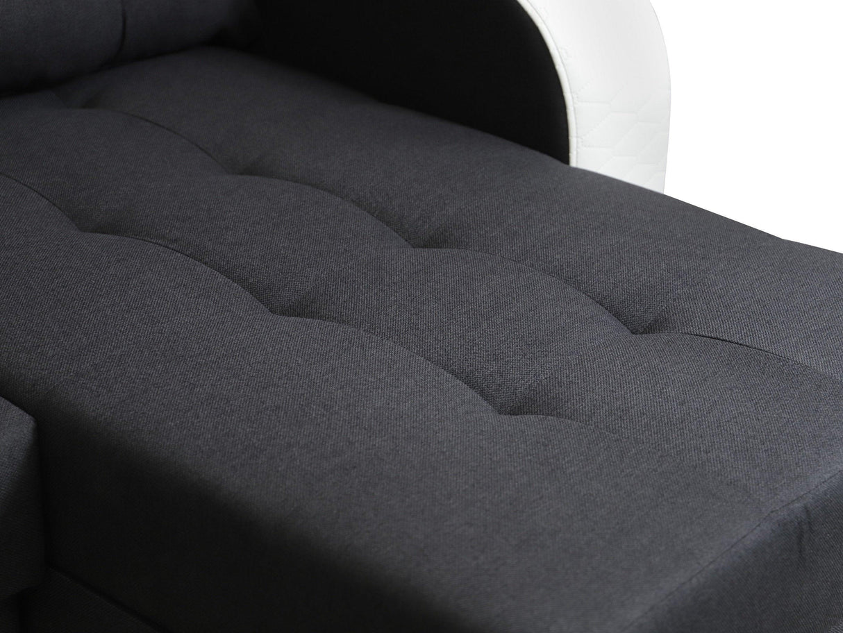 CORNER SOFA BED SAM GRAPHITE / WHITE 236CM 2X STORAGE SPACE universal RIGHT/LEFT CORNER / BONELL SPRINGS + FOAMTHIS MODEL IS UNIVERSAL WHICH MEANS YOU CAN CHOOSE CORNER SIDE DURING ASSEMBLY3x PILLOWS INCLUDED2X STORAGE SPACE BONELL SPRINGS + FOAM - length