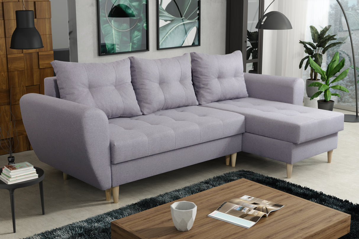 CORNER SOFA BED PALMO 2X STORAGE SPACE MALMO 90 GREY 240cm universal RIGHT/LEFT CORNER / BONELL SPRINGS + FOAMVIEW ALL COLORS CLICK HERETHIS MODEL IS UNIVERSAL WHICH MEANS YOU CAN CHOOSE CORNER SIDE DURING ASSEMBLYMADE IN MALMO FABRIC CLICK HERE3x PILLOW