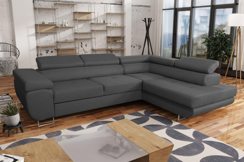 CORNER SOFA BED ASH 275CM MALMO 95 / SPRINGS + FOAMMade in Malmo fabric click hereProduct dimensions:- width: 275 cm- depth: 203 cm- seat depth: 56 cm- seat height: 43 cm- corner height: 90 cm- sleeping area: 125x195 cmThe corner is made of high quality m