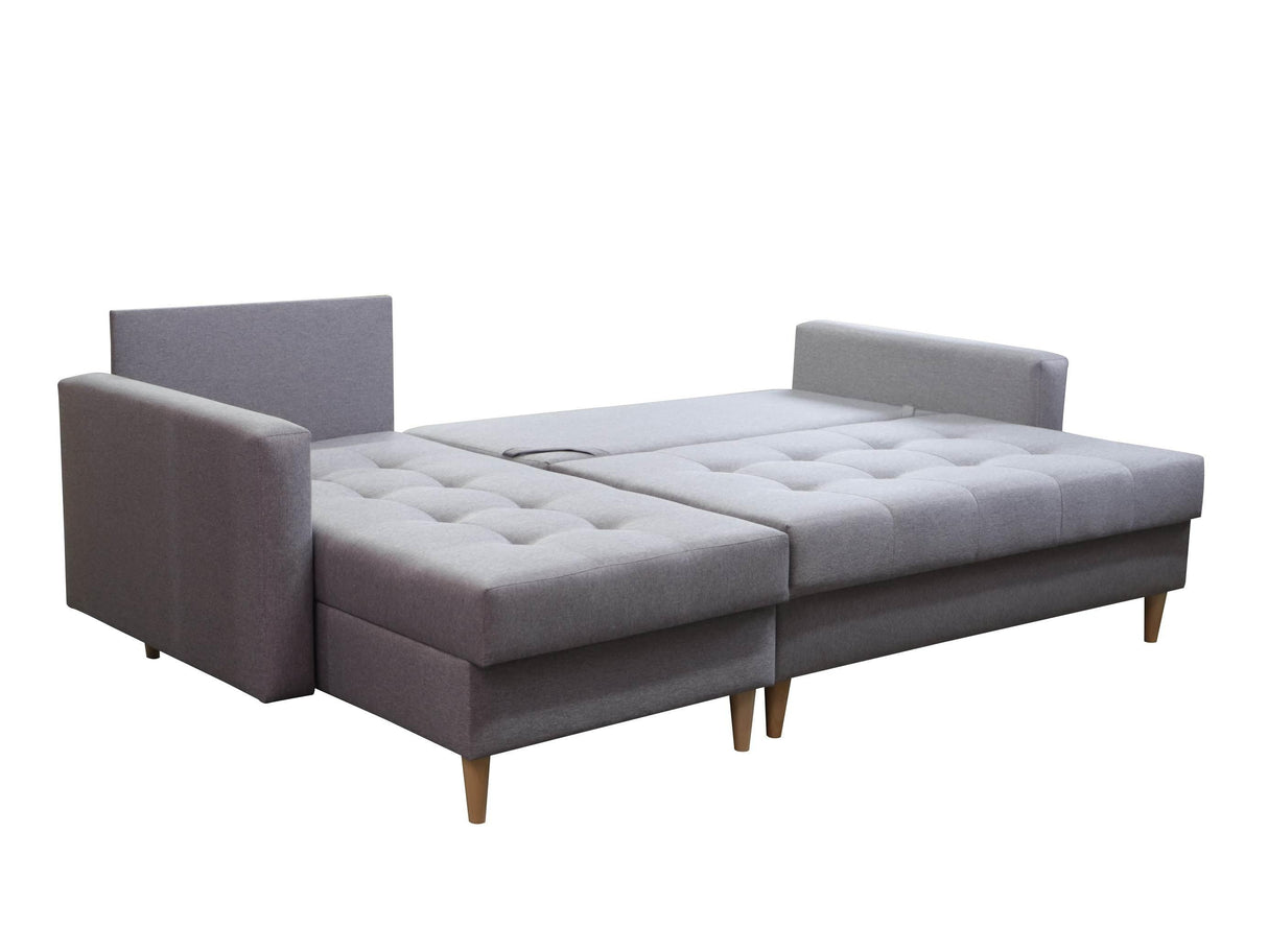 CORNER SOFA BED BRIAN 222CM + STORAGE PUFF / OTTOMAN CHOICE OF COLOR UNIVERSAL RIGHT/LEFT CORNER / BONELL SPINGS + FOAMTHIS MODEL IS UNIVERSAL WHICH MEANS YOU CAN CHOOSE CORNER SIDE DURING ASSEMBLYMADE IN MALMO FABRIC CLICK HERE3x PILLOWS INCLUDED2X STORA