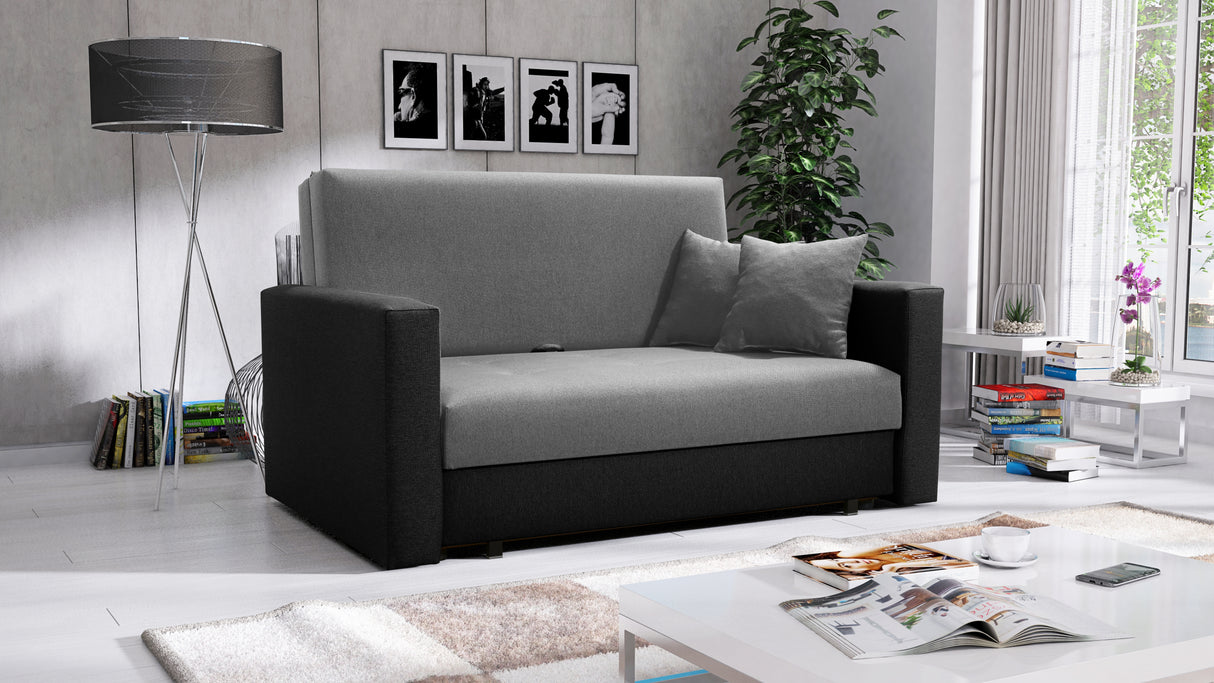 2 SEATER SOFA BED SMART II 137CM CHOICE OF COLORS / SPRINGS + FOAMDimensions :- width 137 cm- height 85 cm- depth 95 cm- area sleeping 113/195 cm(no possibility to change dimensions) +/- 3The sofa is made on a wooden skeleton, the seat uses corrugated spr