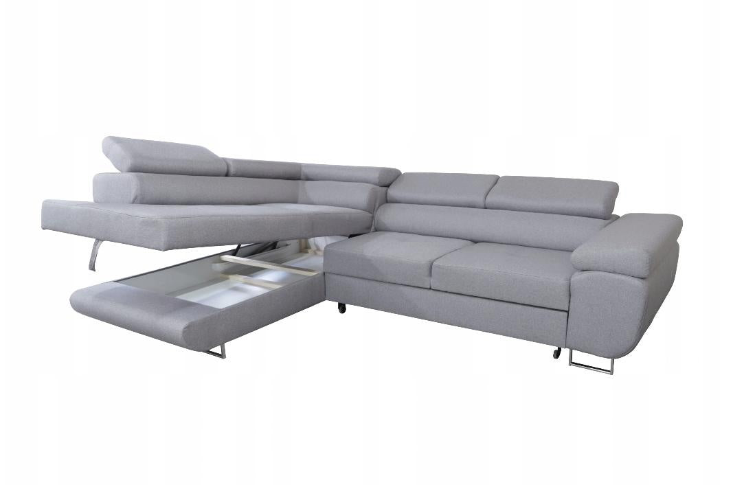 CORNER SOFA BED ASH 275CM MALMO 95 / SPRINGS + FOAMMade in Malmo fabric click hereProduct dimensions:- width: 275 cm- depth: 203 cm- seat depth: 56 cm- seat height: 43 cm- corner height: 90 cm- sleeping area: 125x195 cmThe corner is made of high quality m