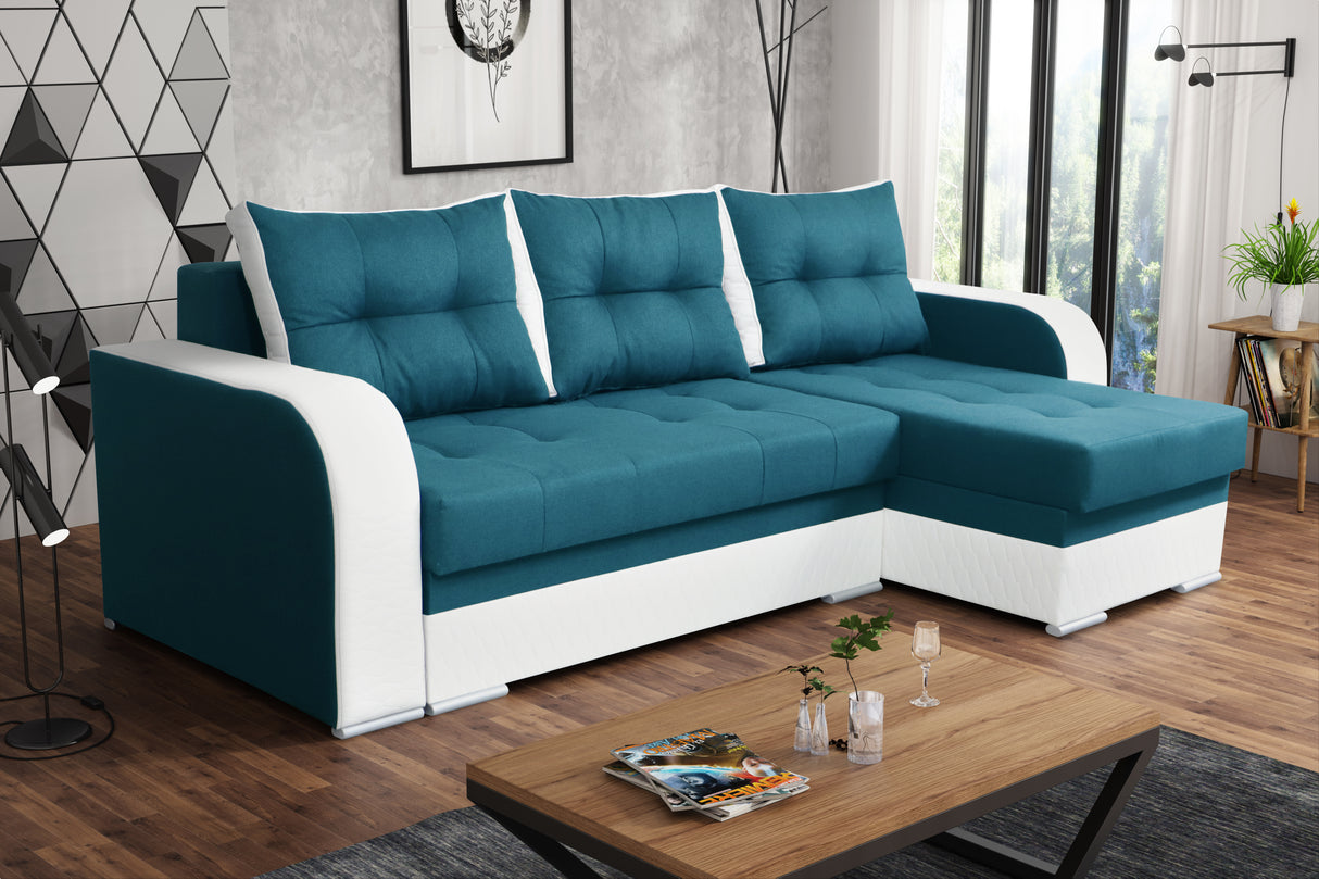 CORNER SOFA BED SAM TWIST 12 / 1115 236CM 2X STORAGE SPACE universal RIGHT/LEFT CORNER / BONELL SPRINGS + FOAMTHIS MODEL IS UNIVERSAL WHICH MEANS YOU CAN CHOOSE CORNER SIDE DURING ASSEMBLY3x PILLOWS INCLUDED2X STORAGE SPACE BONELL SPRINGS + FOAM - length: