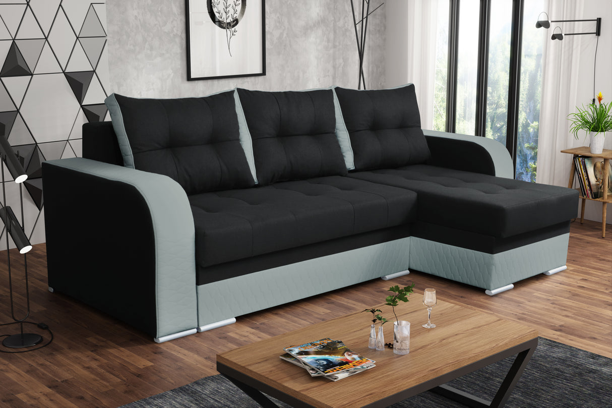 CORNER SOFA BED SAM TWIST 23 / 1132 236CM 2X STORAGE SPACE universal RIGHT/LEFT CORNER / BONELL SPRINGS + FOAMTHIS MODEL IS UNIVERSAL WHICH MEANS YOU CAN CHOOSE CORNER SIDE DURING ASSEMBLY3x PILLOWS INCLUDED2X STORAGE SPACE BONELL SPRINGS + FOAM - length: