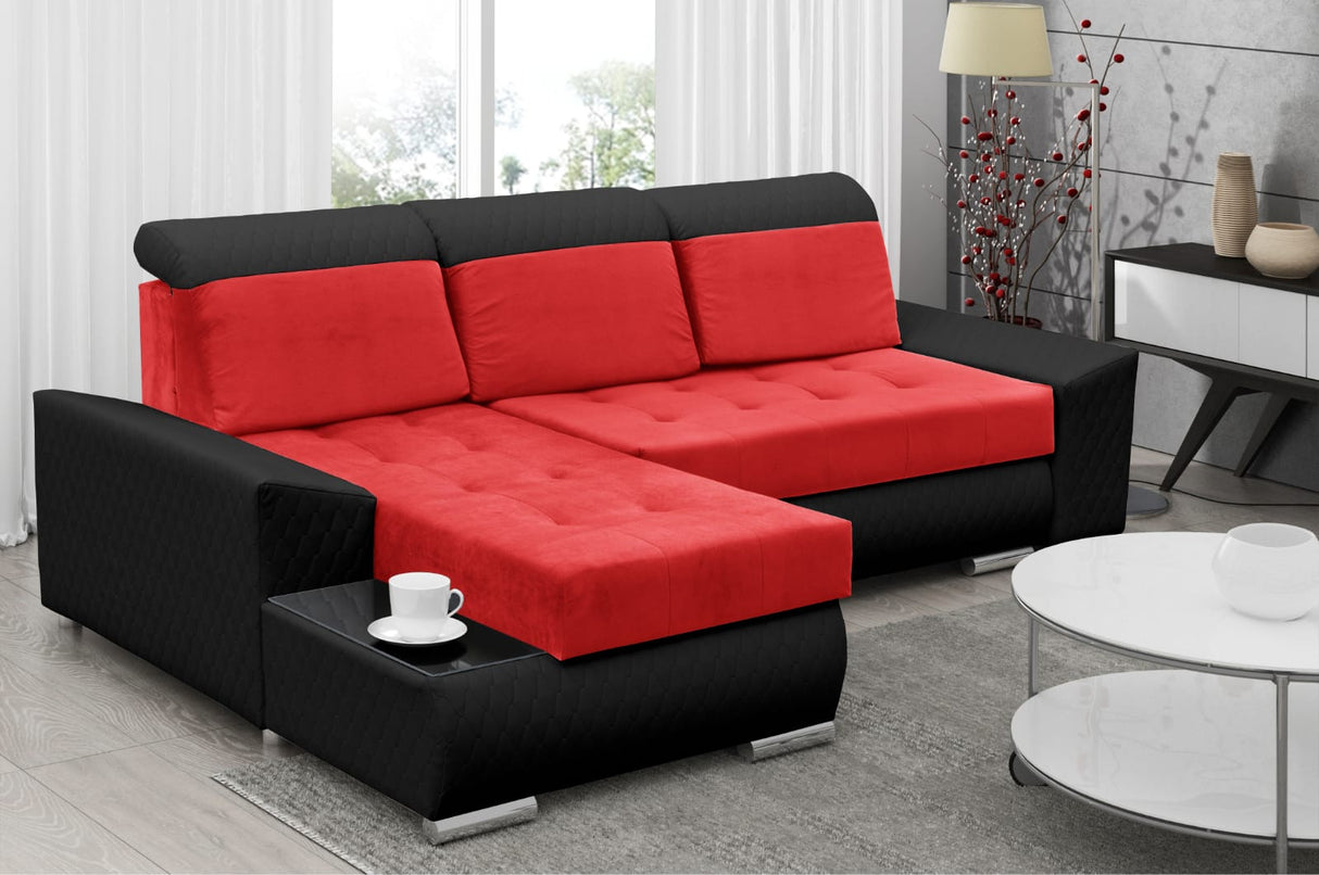 CORNER SOFA BED LONDON 2309/1114/60 252CM 2X STORAGE SPACE STAIN RESISTANT EASY CLEAN FABRIC / BONELL SPRINGS + FOAM252X167CMSLEEPING AREA 200X140CMFABRIC:CASABLANCA + FAUX LEATHERFEATURES:2X STORAGE CONTAINERSGLASS SHELFSTAIN RESISTANT FABRICBONELL SPRIN