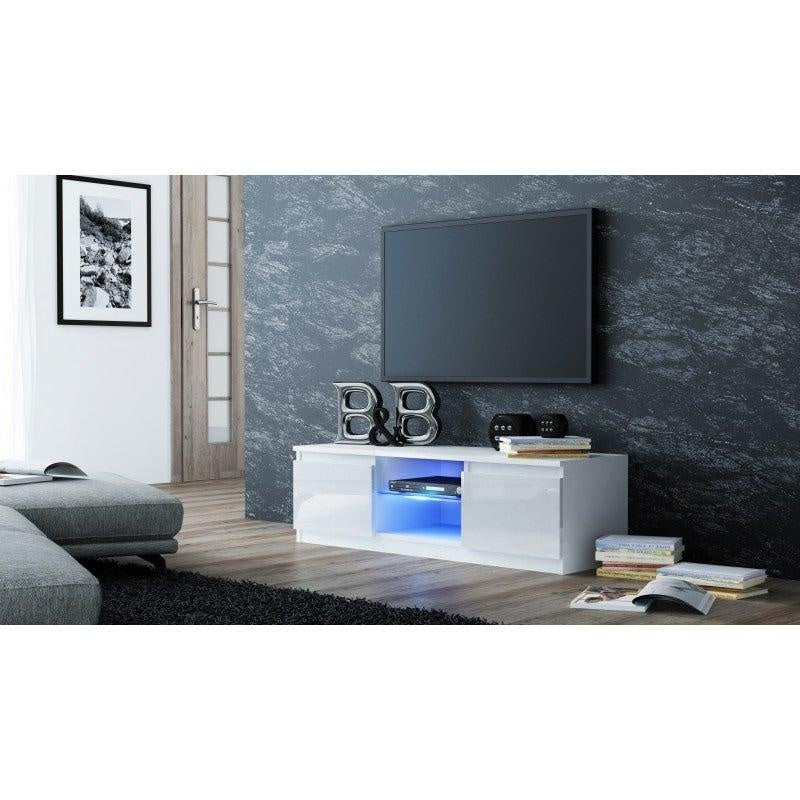 TV STAND GLASS 120CM WHITE/WHITE GLOSSLACQUERED HIGH GLOSS FRONTSGLASS SHELF,LAMINATED TABLE BODYDo you like spending time with family and friends? Or maybe you prefer to relax while watching your favorite movie, DVD concert or listening to music?Thanks t
