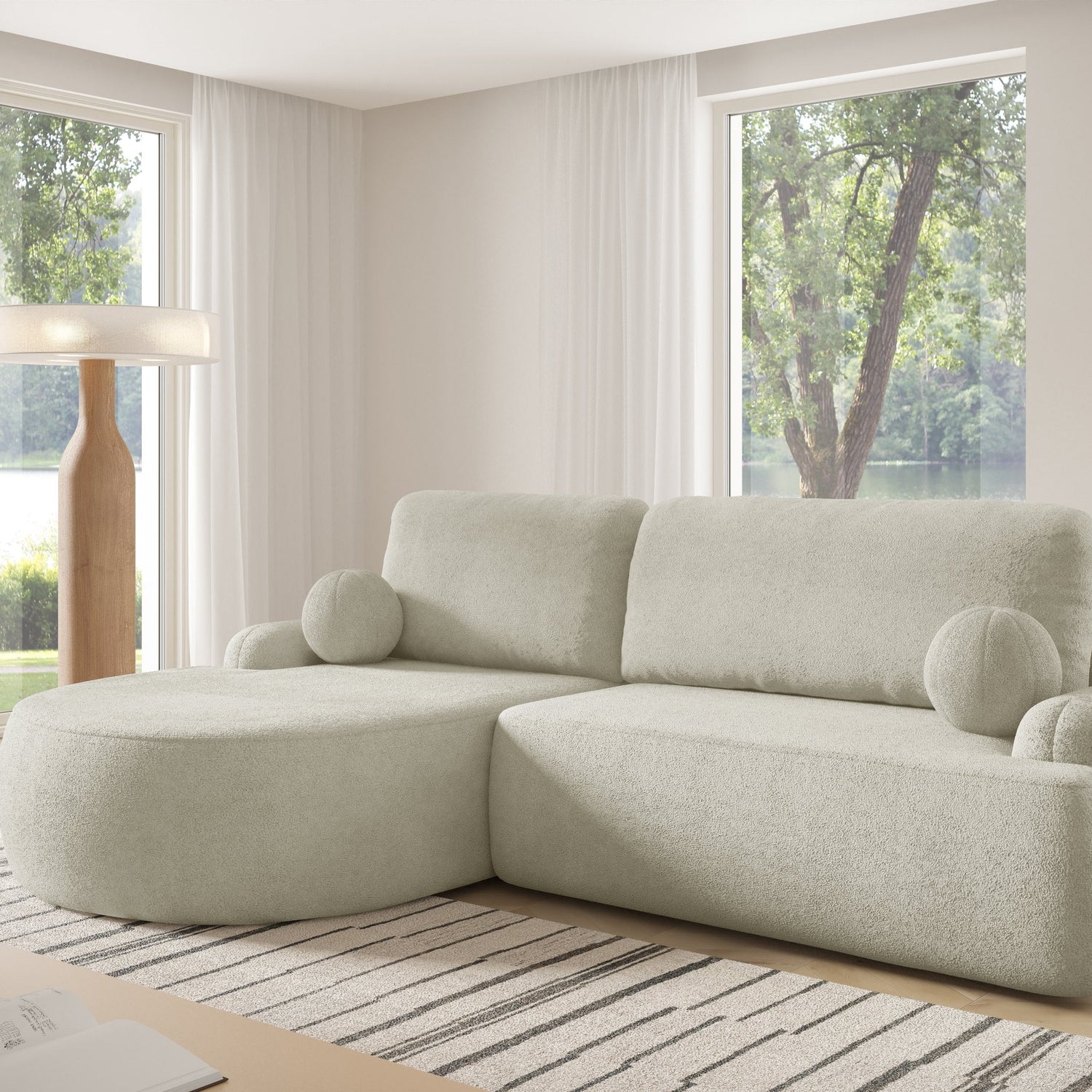 CORNER SOFA BED LUNA 264CM  / FOAM STAIN PROOF FABRIC