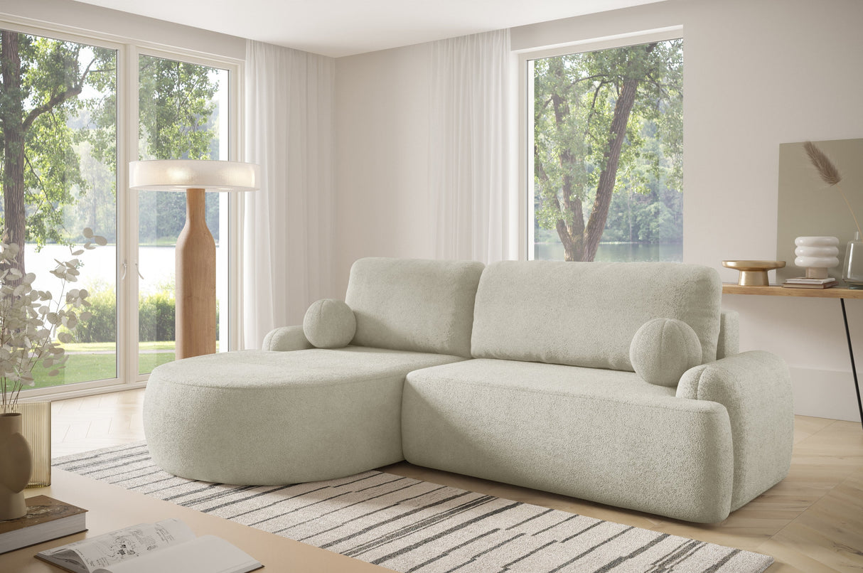 CORNER SOFA BED LUNA 264CM  / FOAM STAIN PROOF FABRIC