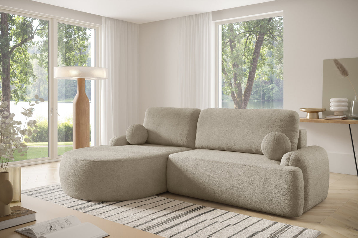 CORNER SOFA BED LUNA 264CM  / FOAM STAIN PROOF FABRIC