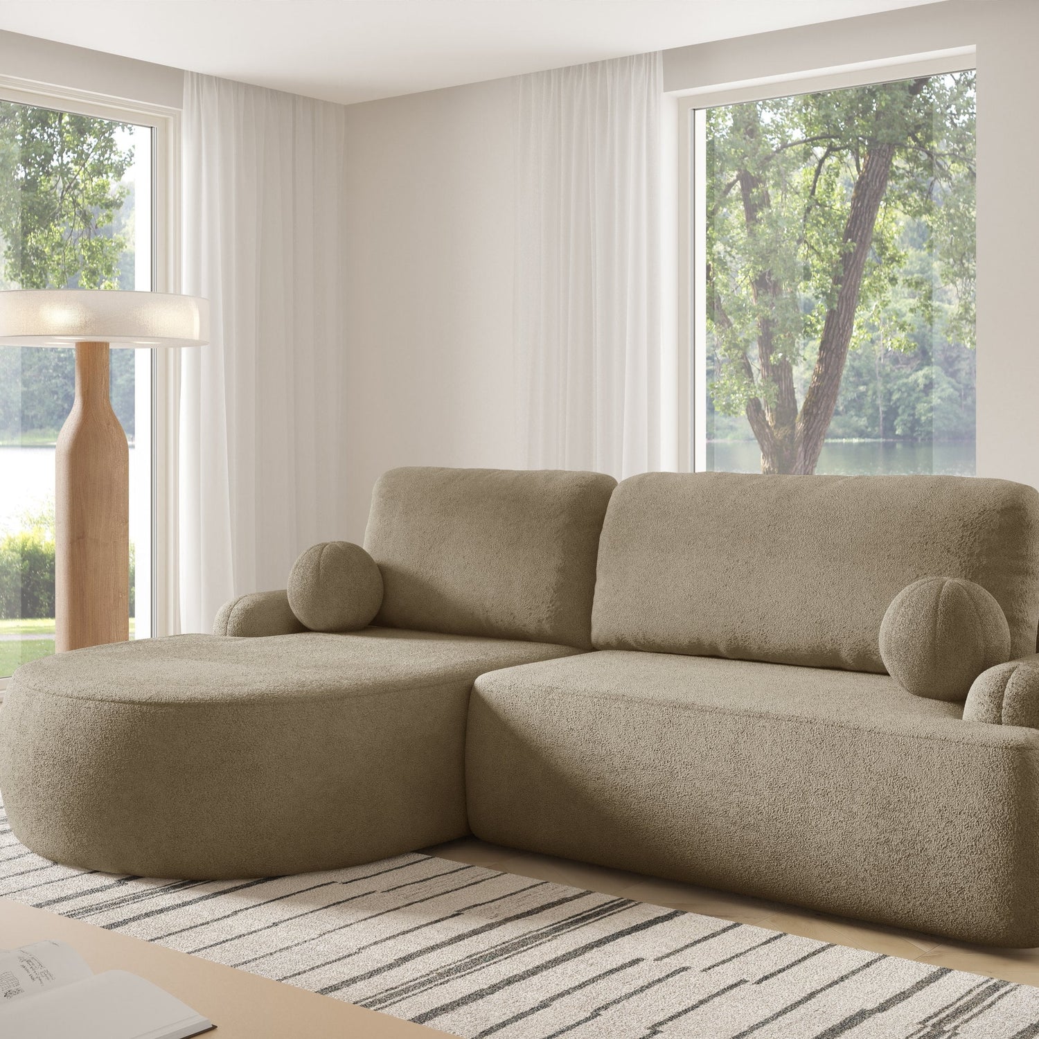 CORNER SOFA BED LUNA 264CM  / FOAM STAIN PROOF FABRIC