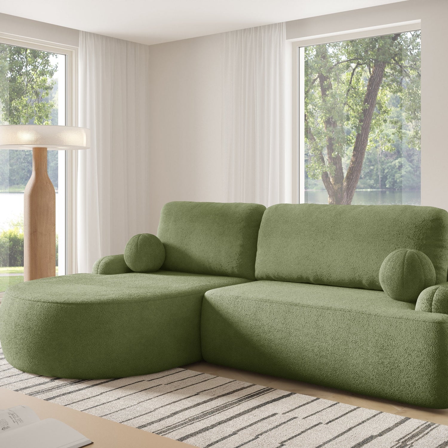 CORNER SOFA BED LUNA 264CM  / FOAM STAIN PROOF FABRIC