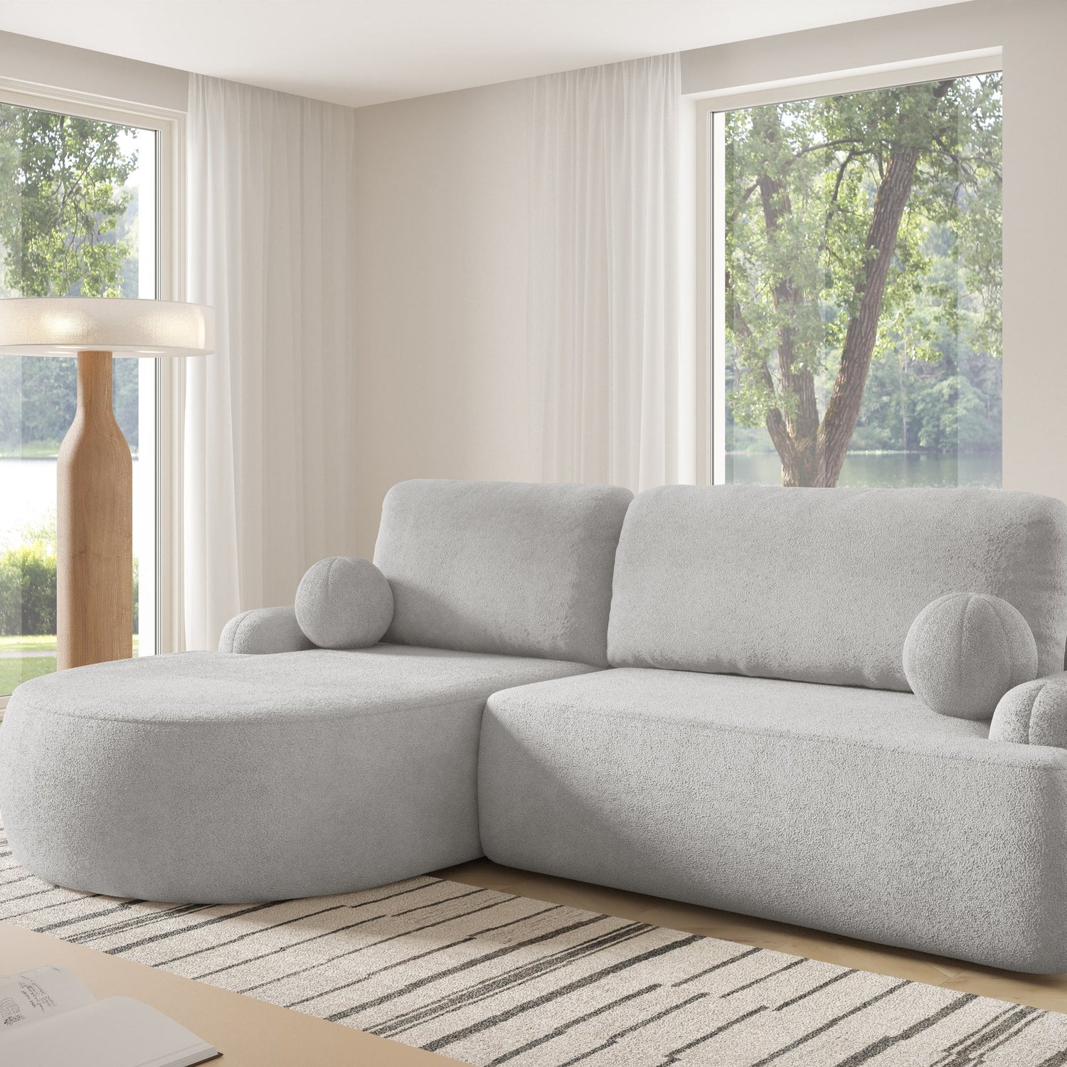 CORNER SOFA BED LUNA 264CM  / FOAM STAIN PROOF FABRIC