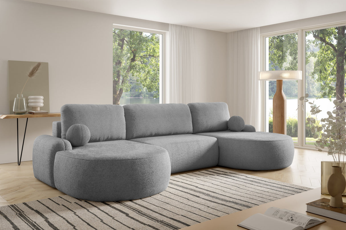 CORNER SOFA BED LUNA U 380cm universal RIGHT/LEFT CORNER / FOAM STAIN PROOF FABRIC