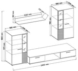 TV WALL UNIT SALSA WHITE / ARTISAN OAK