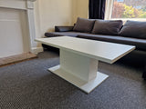 COFFEE TABLE BRISTOL WHITE 110X60CMTable dimensionwid. 110 cm / dep. 60 cm / height 43 cmExecution: base made of white laminated board, 16mm thick The table top is 28mm thick, white.Anna Furniture