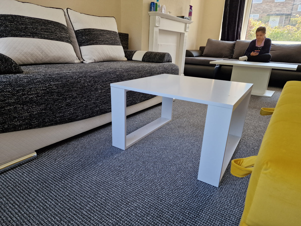 COFFEE TABLE LIVING ROOM LOFT MODERN MINI WHITE 67x67cmfunctionality easy assembly assembly instructions in the packagePerfect for the living room.its made of a double-laminated board with increased hardness, which makes the surface of the furniture more
