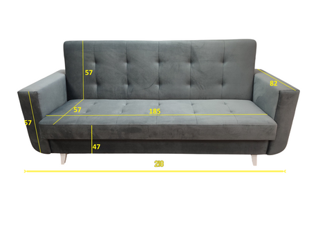 SOFA BED NEO 218cm / SPRINGS + FOAM CHOICE OF COLOR EASY CLEAN FABRICThe NEO sofa is made of high-quality VELVET fabric with a stain-resistant coating.comfortable and solidSpecification:free-standing sofawooden legs (color to choose)stitched seat and back