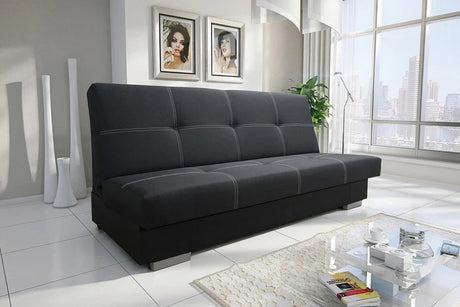 SOFA BED AXEL 195CM SAWANA 14 BLACK / SPRINGS + FOAMDimensions: (+/- 2cm) - width 195 cm- depth 91 cm- height 90 cm- 119/195 cm sleeping areaThe following were used for the production of the sofa:- a structure made of pine wood, chipboard and MDF board- t