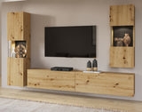 TV WALL UNIT AVA artisak oak black/arisan oakThe set consists of the following elements(width/height/depth in cm)AVA 05 display cabinet (36/140/30)AVA 07 display cabinet (36/95/30)TV chest of drawers AVA 40 (180/35/30)Specific information ColorationArtisa