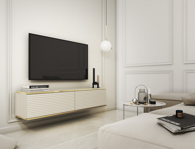 TV Stand ORO 135 SLATS beigeTV Stand ORO 135Depth: 32cmWidth: 135cmHeight: 30cmA modern tv table is a practical and elegant piece of furniture, a perfect for people who looking for functional furniture for a modern interior.The simple design guarantees ea
