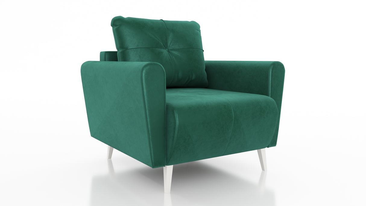 ARMCHAIR MONE EASY CLEAN FABRICChair dimensions: width 90 cm seat width 60 cm height to the seat 44 cm depth 96 cm height of the legs 13 cmSpecification: stain resistant fabric free-standing furniture upholstered in fabric at the back 3-chamber pillow wit