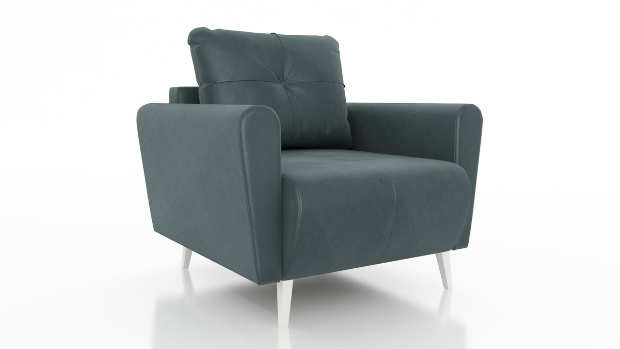 ARMCHAIR MONE EASY CLEAN FABRICChair dimensions: width 90 cm seat width 60 cm height to the seat 44 cm depth 96 cm height of the legs 13 cmSpecification: stain resistant fabric free-standing furniture upholstered in fabric at the back 3-chamber pillow wit