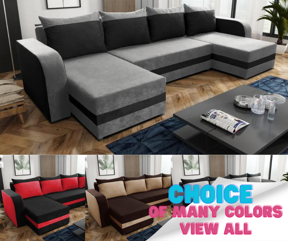 CORNER SOFA BED ALEXA U SHAPE 304CM / FOAMCHOICE OF COLORT30 FOAM STORAGE SPACE4 CUSHIONS Large sleeping areaDIMENTIONS IN PHOTOSAnna Furniture
