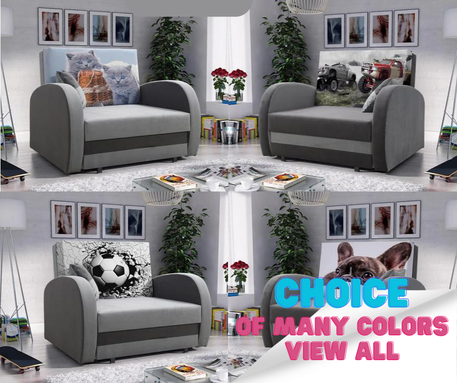 SINGLE SOFA BED TOLA 100CM *CHOICE OF COLORS* EASY CLEAN FABRIC / FOAMDimensions:- width 100 cm- height 85 cm- depth 97 cm- sleeping area 80/195 cm Made on a solid pine skeleton, the structure will allow for long-term and trouble-free use Sleeping functio