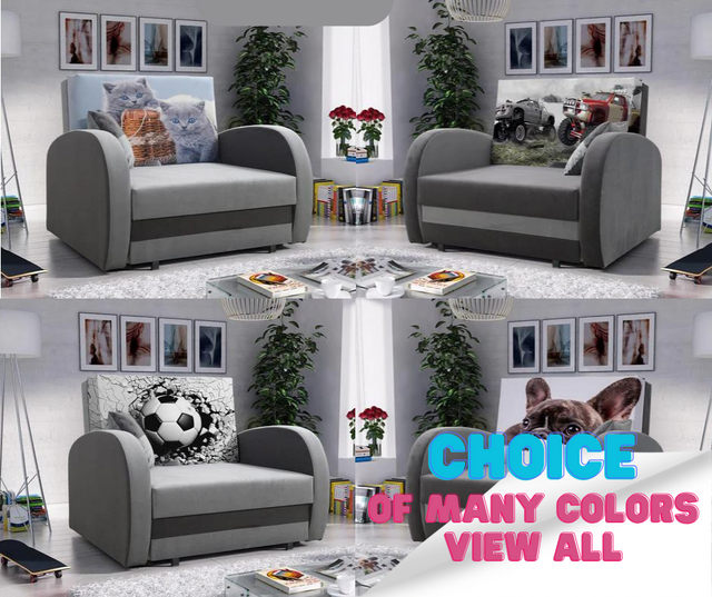 SINGLE SOFA BED TOLA 100CM *CHOICE OF COLORS* EASY CLEAN FABRIC / FOAMDimensions:- width 100 cm- height 85 cm- depth 97 cm- sleeping area 80/195 cm Made on a solid pine skeleton, the structure will allow for long-term and trouble-free use Sleeping functio