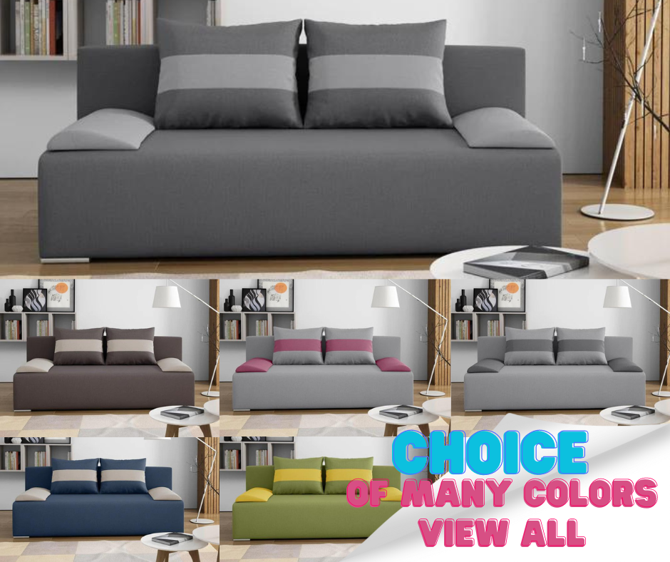 SOFA BED VERA 197CM CHOICE OF COLOR / FOAMMADE IN INARI FABRIC CLICK HEREThe couch is made of high-quality materials. Its solid frame is made of solid wood and furniture board.The seat and backrest are made of first-class foam, which makes it relatively r