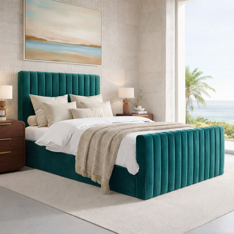 NEW!! FREE DELIVERY! Modern Tall Vertical SLIM Design Ottoman Bed Frame with Gas-Lift Storage – Available in All Sizes & Any Color - Anna Furniture