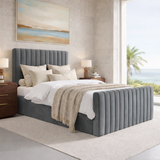 NEW!! FREE DELIVERY! Modern Tall Vertical SLIM Design Ottoman Bed Frame with Gas-Lift Storage – Available in All Sizes & Any Color - Anna Furniture
