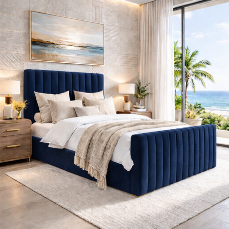 NEW!! FREE DELIVERY! Modern Tall Vertical SLIM Design Ottoman Bed Frame with Gas-Lift Storage – Available in All Sizes & Any Color - Anna Furniture