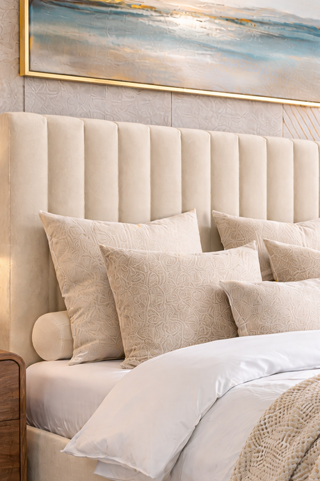 FREE DELIVERY! Modern Velvet Ottoman Bed Frame with Gas-Lift Storage & Tall Vertical SLIM Design Headboard – Available in All Sizes COLOR PLUSH GREY