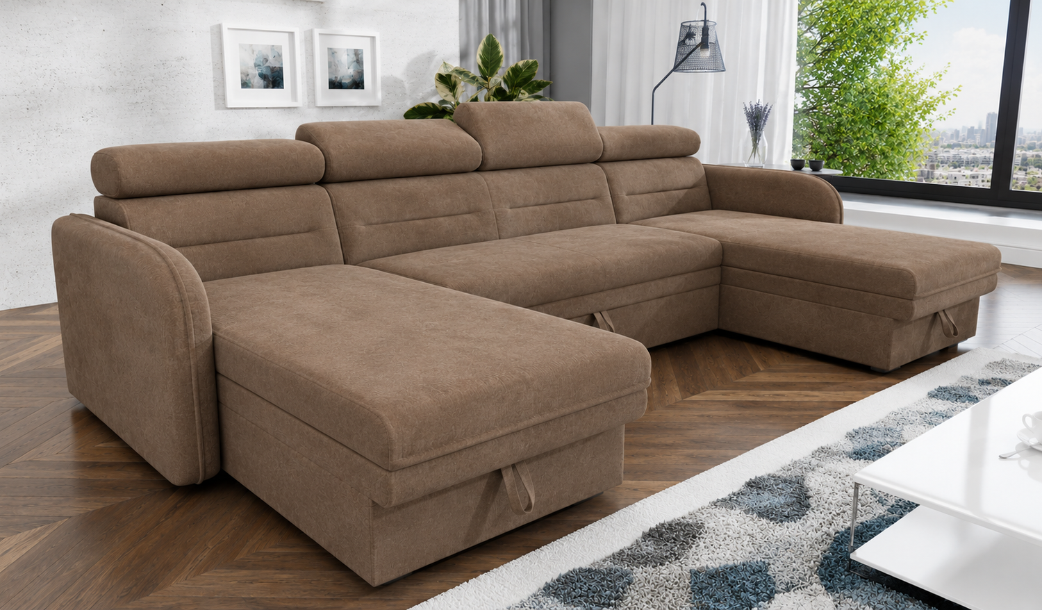 CORNER ANTON U SHAPE 299CM / SPRINGS + FOAM - Anna Furniture