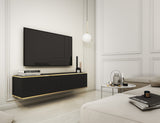 Floating TV Stand ORO 135 blackTV Stand ORO 135 Depth: 32cmWidth: 135cmHeight: 30cmA modern tv table is a practical and elegant piece of furniture, a perfect for people who looking for functional furniture for a modern interior.The simple design guarantee