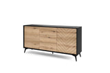 Storage cabinet DIAMOND 06 black / evoke oakStorage cabinet DIAMOND 04 (154/77/39) ColourBlack / Oak Evoke MaterialLaminated board 16mm VeneerEdging ABS Metal Legs PUSH-TO-OPENAnna Furniture