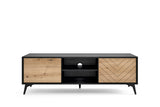 TV Stand DIAMOND 01 black / evoke oakTV Stand DIAMOND 01 (154/50/39) ColourBlack / Oak Evoke MaterialLaminated board 16mm VeneerEdging ABS Metal Legs PUSH-TO-OPENAnna Furniture