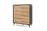 Storage cabinet DIAMOND 04 black / evoke oakStorage cabinet DIAMOND 04 (104/119/39) ColourBlack / Oak Evoke MaterialLaminated board 16mm VeneerEdging ABS Metal Legs PUSH-TO-OPENAnna Furniture