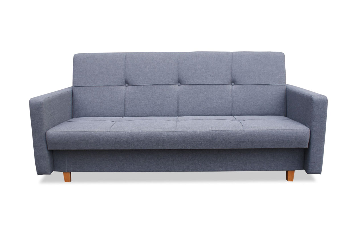 SOFA BED COSMO 210cm SAWANA 05 / SPRINGS + FOAMSofa dimensions: sleeping area 120/187 cm width 210 cm depth 90 cm height to the seat 43 cm height of the legs 9 cm* dimensions are given with a tolerance of +/- 3 cmThe sleeping area is entirely made of spri