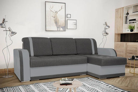 CORNER SOFA BED DINA 236CM 2X STORAGE SPACE CHOICE OF COLOR UNIVERSAL CORNER RIGHT/LEFT CORNER / BONELL SPRINGS + FOAM