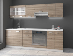 DAVE KITCHEN SET SONOMA OAK TRUFFLEThe set includes the following elements:Upper cabinets (hanging) DAVE 80 GS-60 2F | width: 80cm, depth: 31cm, height: 60cm DAVE 40 G-60 1F | width: 40cm, depth: 31cm, height: 60cm DAVE 60 OK-40 1F | width: 60cm, depth: 3