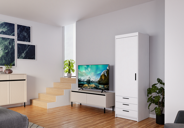 WARDROBE SELENA 1D 3S 60CMAVAILABLE IN 3 COLORSSONOMA, WHITE AND LEFKAS OAKDimensions: 599 x 1905 x 530 mm (W x H x D) Number of packages: 2 Front: - laminated board 15 mm - the melamine edging - handle: 128 mm / plastic The body: - laminated board 15 mm