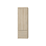 WARDROBE SELENA 1D 3S 60CMAVAILABLE IN 3 COLORSSONOMA, WHITE AND LEFKAS OAKDimensions: 599 x 1905 x 530 mm (W x H x D) Number of packages: 2 Front: - laminated board 15 mm - the melamine edging - handle: 128 mm / plastic The body: - laminated board 15 mm